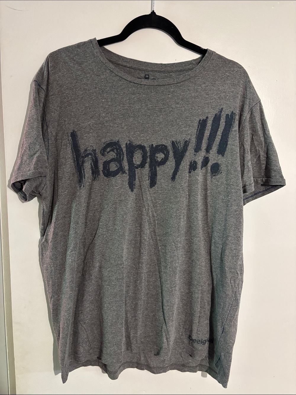 Desigual Men's Gray "happy!!!" Graphic T-Shirt